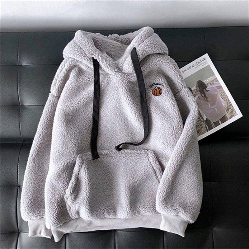 Kinder Sweatshirts Hoodies Jungen Mädchen Herbst Winter Kleidung Plüsch Warme Pullover Lose Dicke Hoodie Tops 150 graue von Joom DACH
