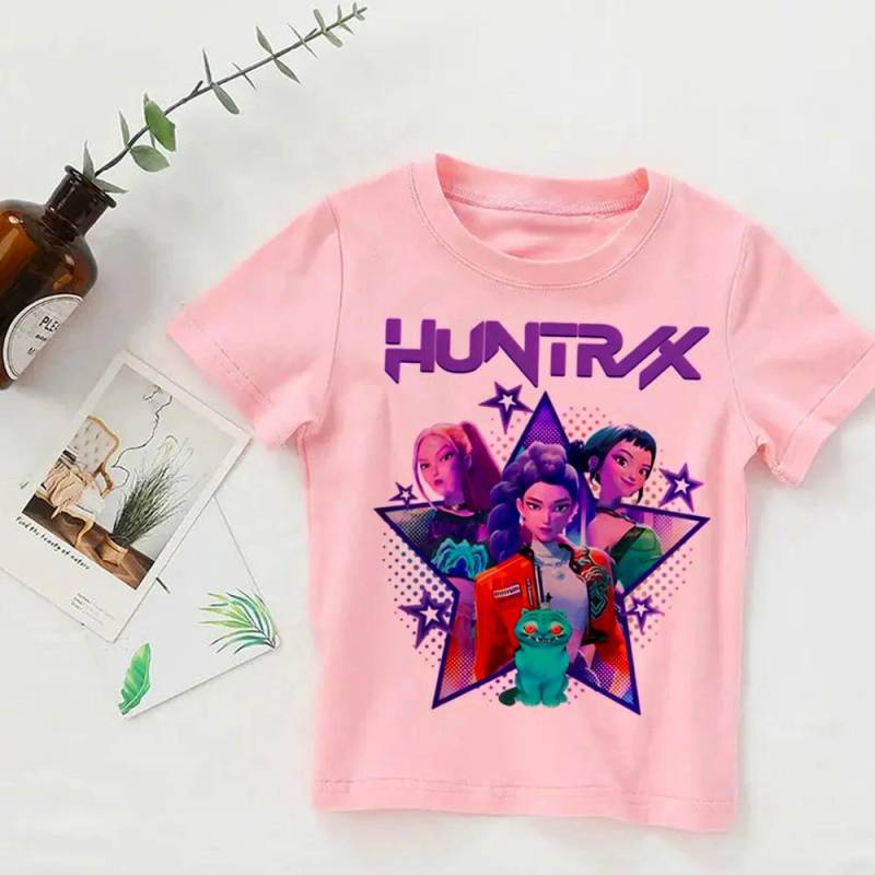 Kinder T-Shirt KPop Dämonenjäger 2025 Film Rundhals Cartoon Mädchen Jungen T-Shirt Lässig Baby Print Mode Lässige Mädchenkleidung 150 von Joom DACH