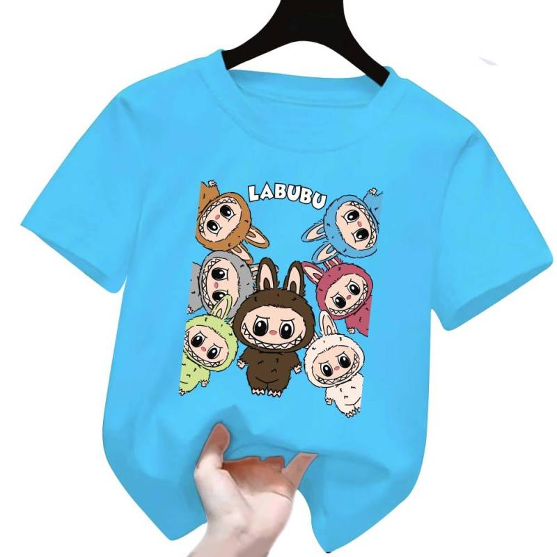 Kinder T-Shirt Mädchen Jungen Muster Labubu T-Shirt Jungen und Mädchen 3D-Druck Kurzarm 120 von Joom DACH