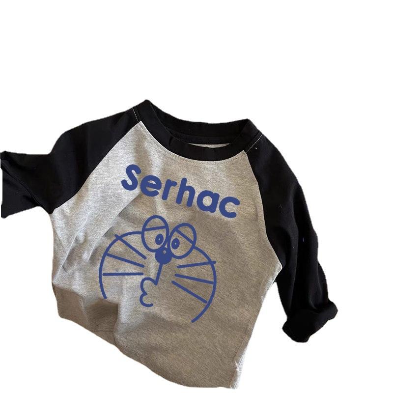 Kinder T-Shirt aus reiner Baumwolle Langarm Tops für Jungen und Mädchen Raglan Jingle Cat Unterhemd für Kinder im Herbst 150cm grau von Joom DACH