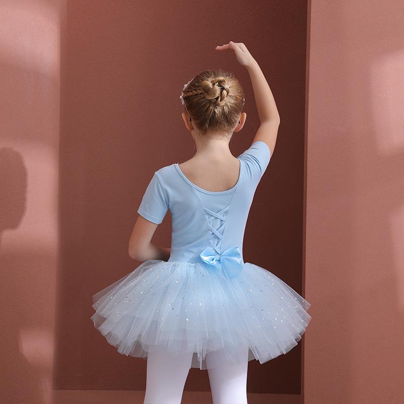 Kinder Tanzoutfit Mädchen Ballett Tanz Tutu Kleid Kinder Kurz-/Langarm Tüll Schleife Eiskunstlauf Gymnastik Weihnachten Geburtstagsparty Tanzbekleidung 110 von Joom DACH