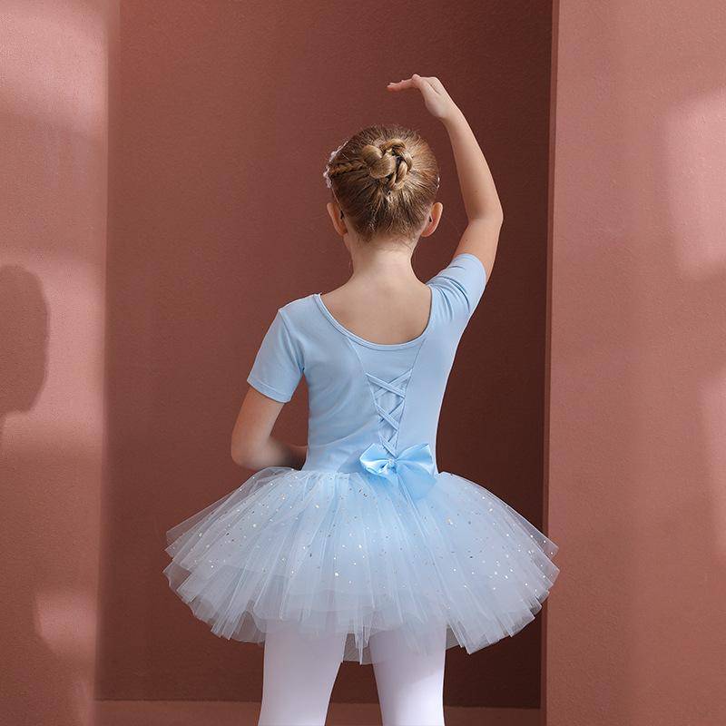 Kinder Tanzoutfit Mädchen Ballett Tanz Tutu Kleid Kinder Kurz-/Langarm Tüll Schleife Eiskunstlauf Gymnastik Weihnachten Geburtstagsparty Tanzbekleidung 110 von Joom DACH