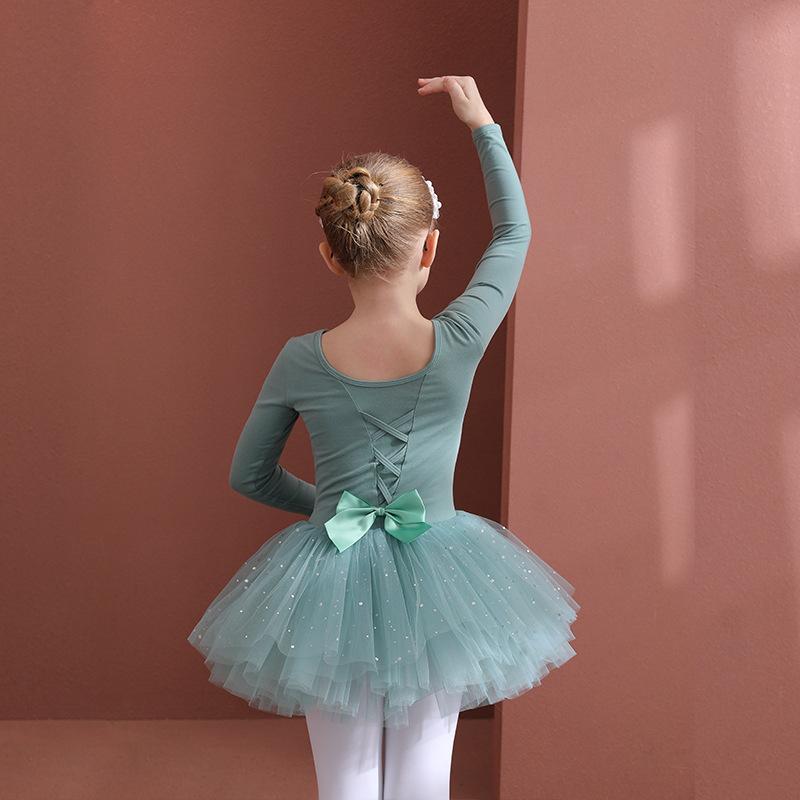 Kinder Tanzoutfit Mädchen Ballett Tanz Tutu Kleid Kinder Kurz-/Langarm Tüll Schleife Eiskunstlauf Gymnastik Weihnachten Geburtstagsparty Tanzbekleidung 110 von Joom DACH