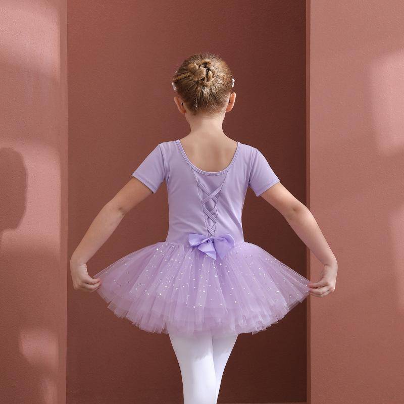 Kinder Tanzoutfit Mädchen Ballett Tanz Tutu Kleid Kinder Kurz-/Langarm Tüll Schleife Eiskunstlauf Gymnastik Weihnachten Geburtstagsparty Tanzbekleidung 120 von Joom DACH