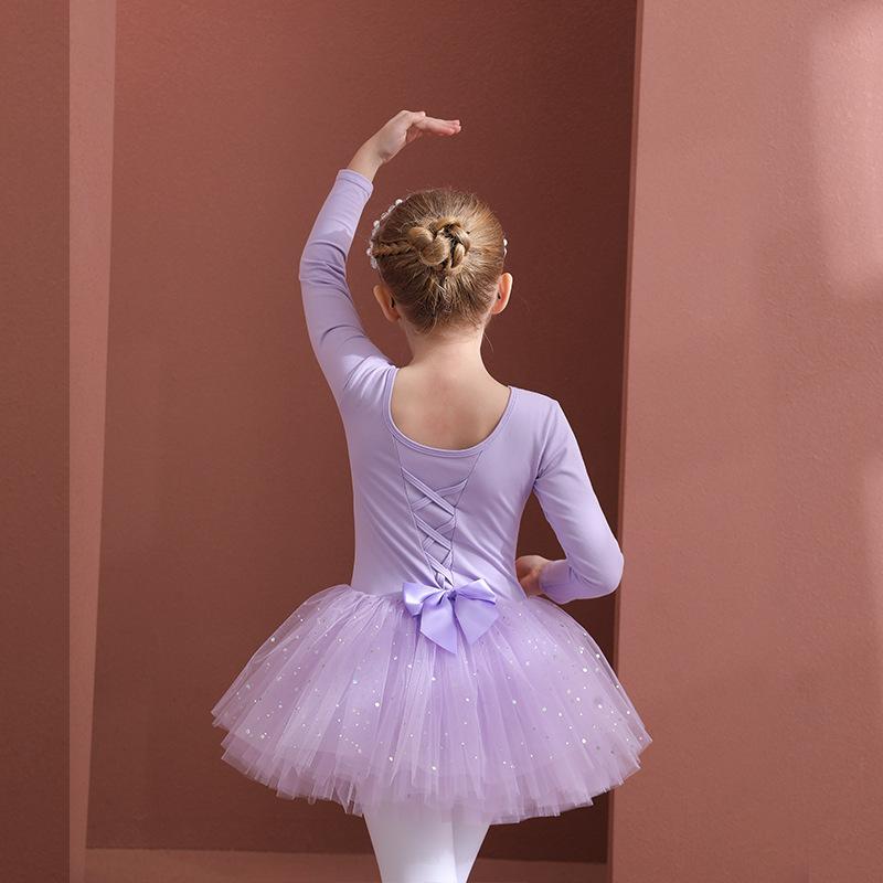 Kinder Tanzoutfit Mädchen Ballett Tanz Tutu Kleid Kinder Kurz-/Langarm Tüll Schleife Eiskunstlauf Gymnastik Weihnachten Geburtstagsparty Tanzbekleidung 130 von Joom DACH