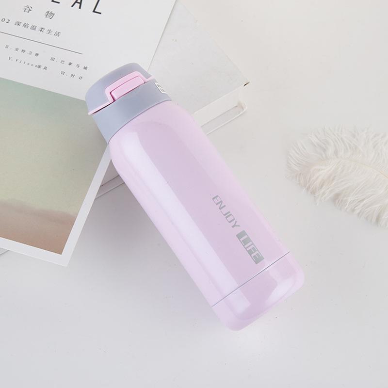 Kinder-Thermoflasche mit Strohhalm, Thermoskanne für Gewässer, Edelstahl-Wasserflasche, Schule, Kinder-Thermoflasche, Wasserflasche 500ml rosa von Joom DACH