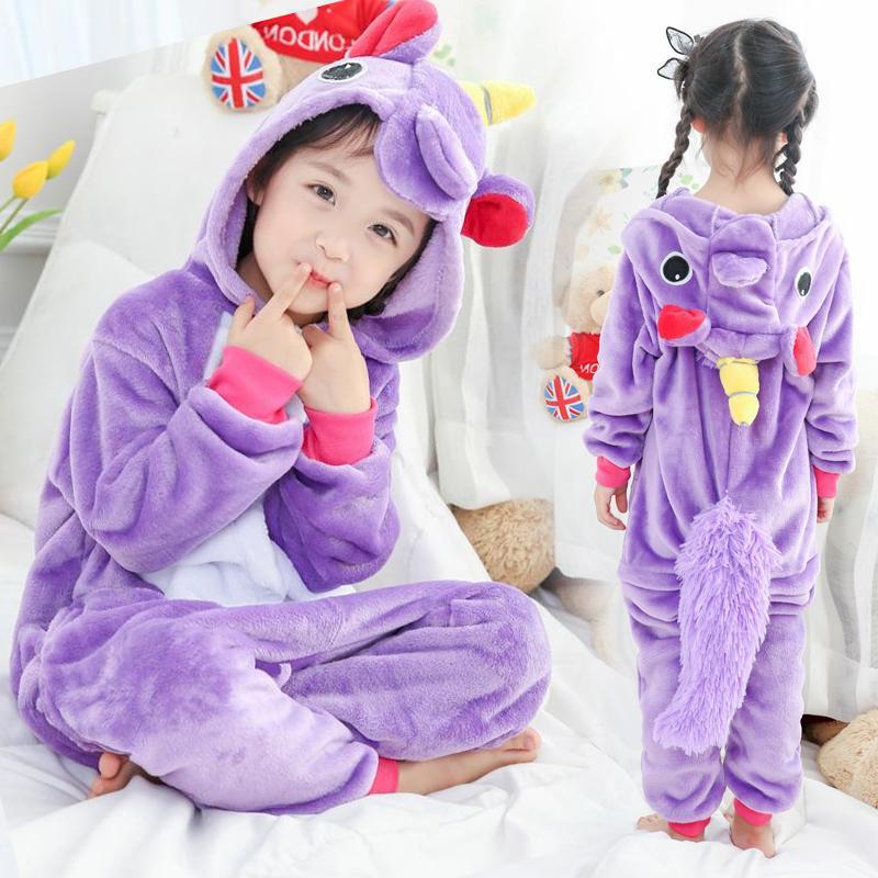 Kinder Tier Einhorn Pyjamas Set Mädchen Regenbogen Einhorn Pyjamas Kostüm Nachtwäsche für Kind Overall 4T violett von Joom DACH