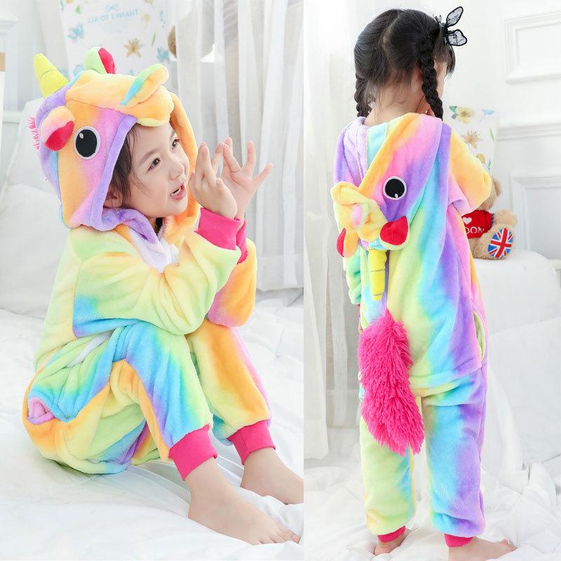 Kinder Tier Einhorn Pyjamas Set Mädchen Regenbogen Einhorn Pyjamas Kostüm Nachtwäsche für Kind Overall 6T von Joom DACH
