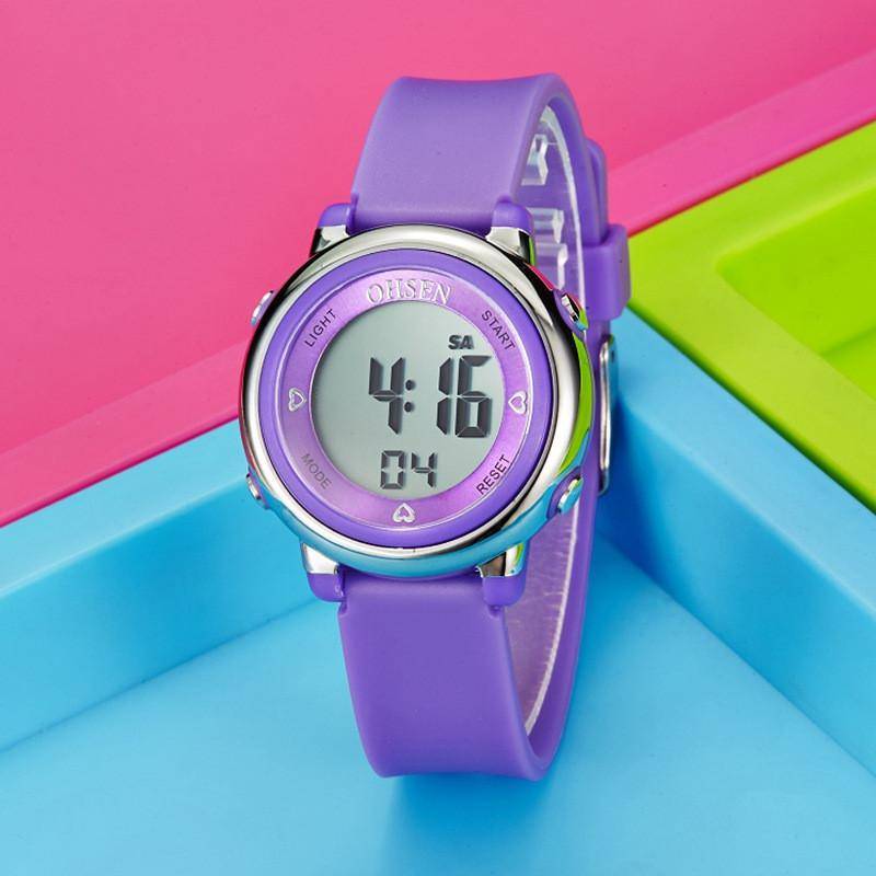 Kinder Uhren Kinder Digital LED Mode Sport Wasserdichte Uhr Nette Jungen Mädchen Armbanduhr Geschenk Uhr Für Studenten Wecker violett von Joom DACH