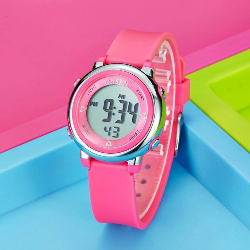 Kinder Uhren Kinder Digital LED Mode Sport Wasserdichte Uhr Nette Jungen Mädchen Armbanduhr Geschenk Uhr Für Studenten Wecker rosa von Joom DACH