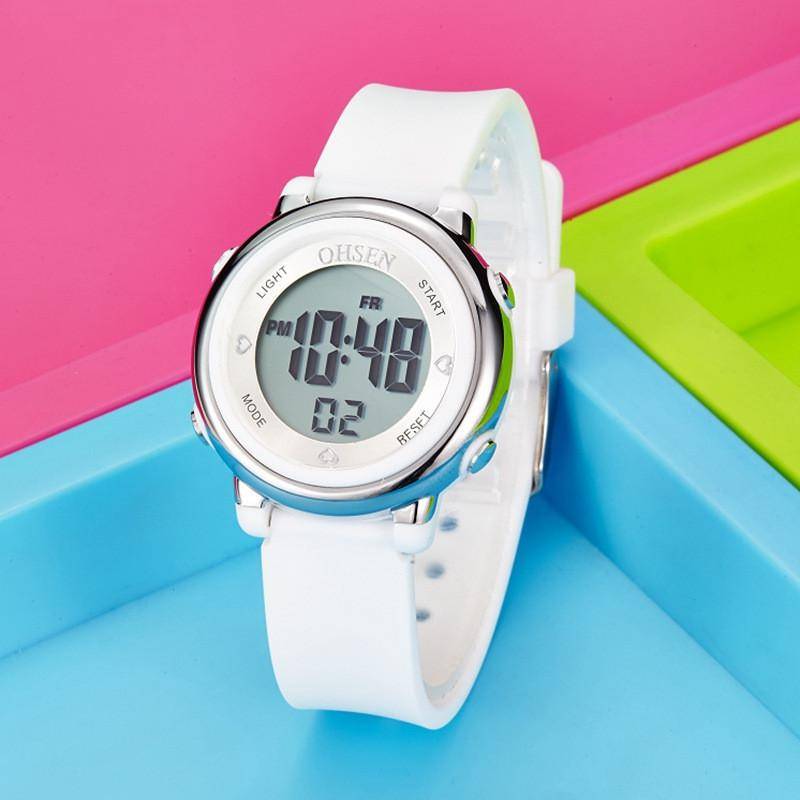 Kinder Uhren Kinder Digital LED Mode Sport Wasserdichte Uhr Nette Jungen Mädchen Armbanduhr Geschenk Uhr Für Studenten Wecker weiß von Joom DACH