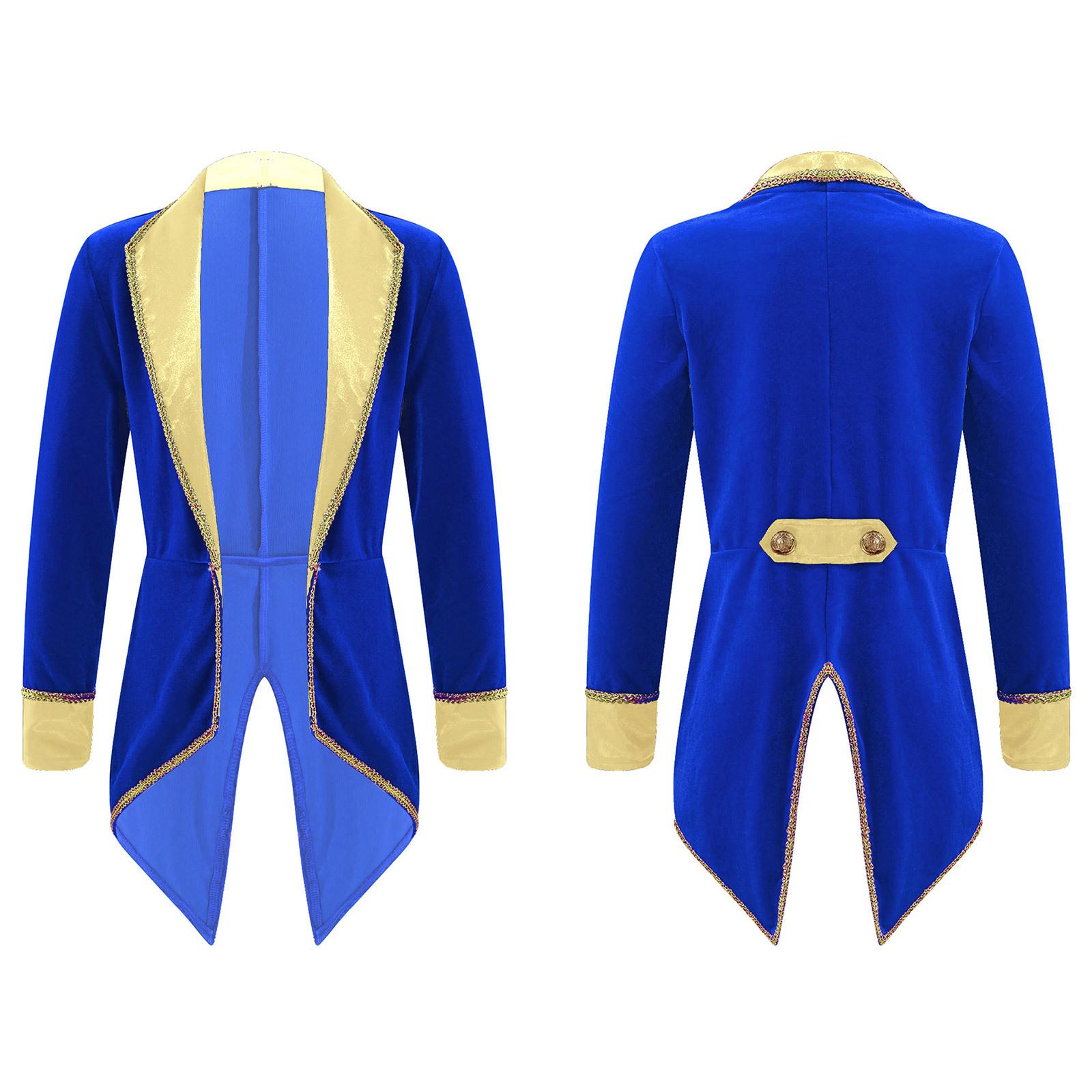 Kinder Unisex Jungen Mädchen Zirkus Zirkusdirektor Frack Jacke Outfits Zirkuskostüm Ausgefallenes Cosplay Kostüm 9-10 Years königsblau von Joom DACH