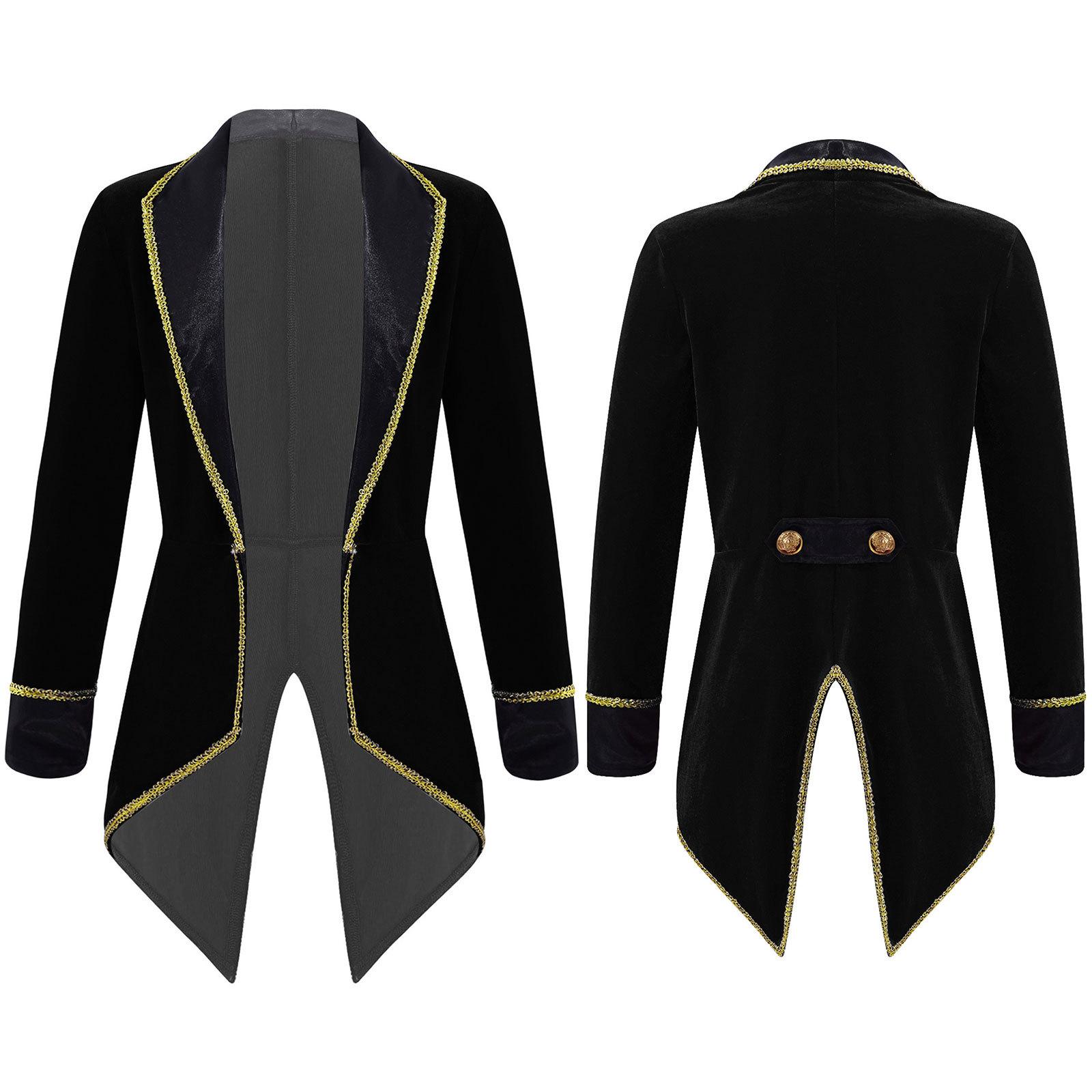 Kinder Unisex Jungen Mädchen Zirkus Zirkusdirektor Frack Jacke Outfits Zirkuskostüm Ausgefallenes Cosplay Kostüm 9-10 Years schwarz von Joom DACH