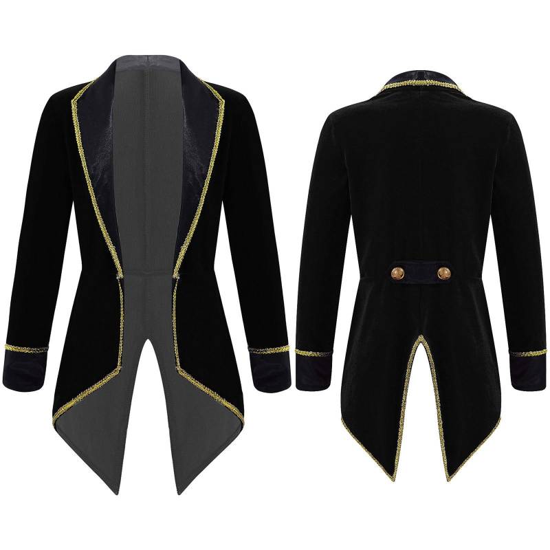 Kinder Unisex Jungen Mädchen Zirkus Zirkusdirektor Frack Jacke Outfits Zirkuskostüm Ausgefallenes Cosplay Kostüm 9-10 Years schwarz von Joom DACH