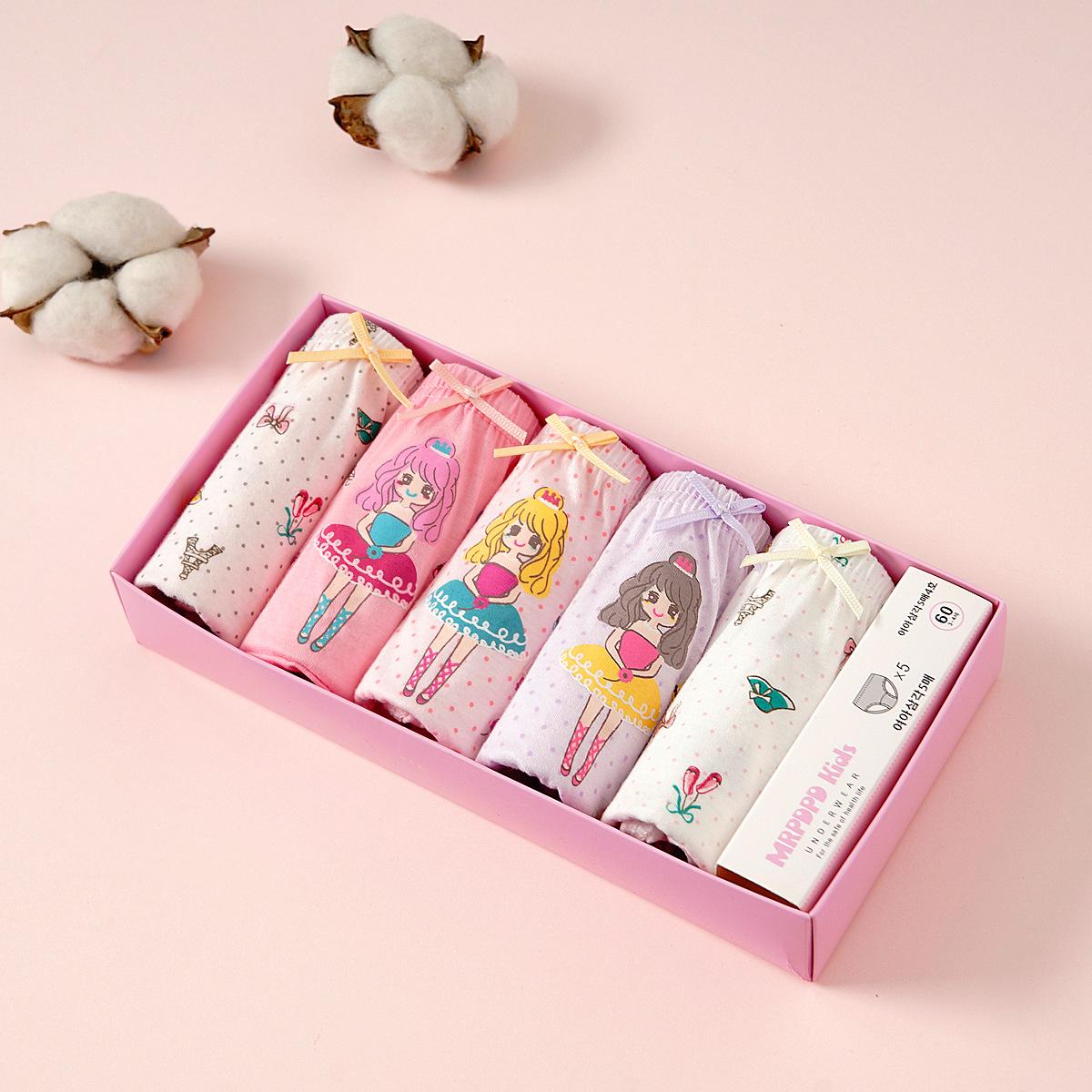 Kinder Unterwäsche 5 Stück/Los Boxed Baumwollslips für Mädchen Cartoon Baby Dreiecksslips Atmungsaktive Kinder Slips Mädchen Höschen 10-11Y von Joom DACH