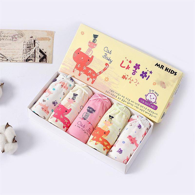 Kinder Unterwäsche 5 Stück/Los Boxed Baumwollslips für Mädchen Cartoon Baby Dreiecksslips Atmungsaktive Kinder Slips Mädchen Höschen 4-5Y von Joom DACH