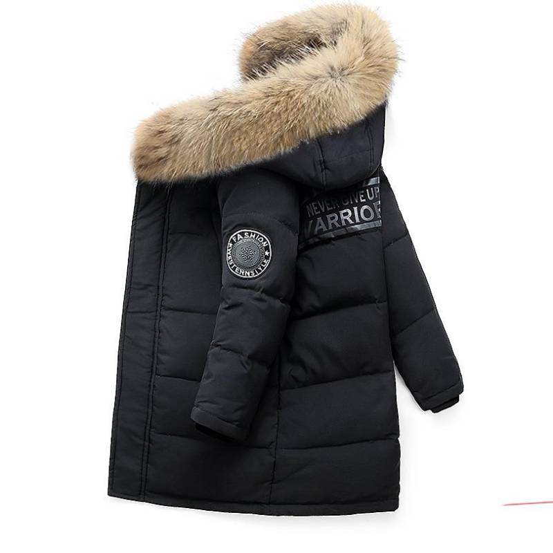 Kinder Warm Verdicken Kleidung Jungen Kleidung Winter Daunenjacken Mit Kapuze Parka Kunstpelz Mantel Kinder Teen Schnee Schneeanzug 150 schwarz von Joom DACH