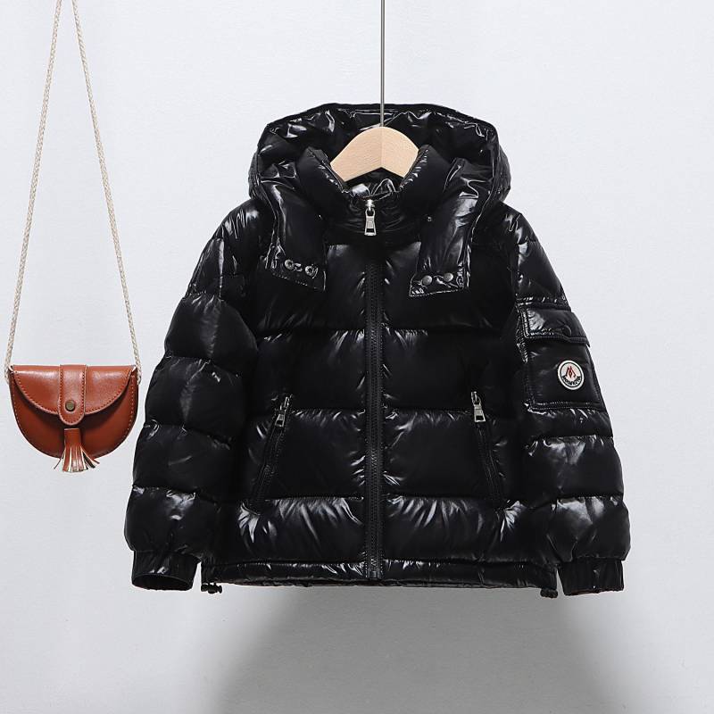 Kinder Warme Daunenjacke mit Kapuze - Winter Einfarbig Kurzer Mantel für Jungen und Mädchen 140 schwarz von Joom DACH