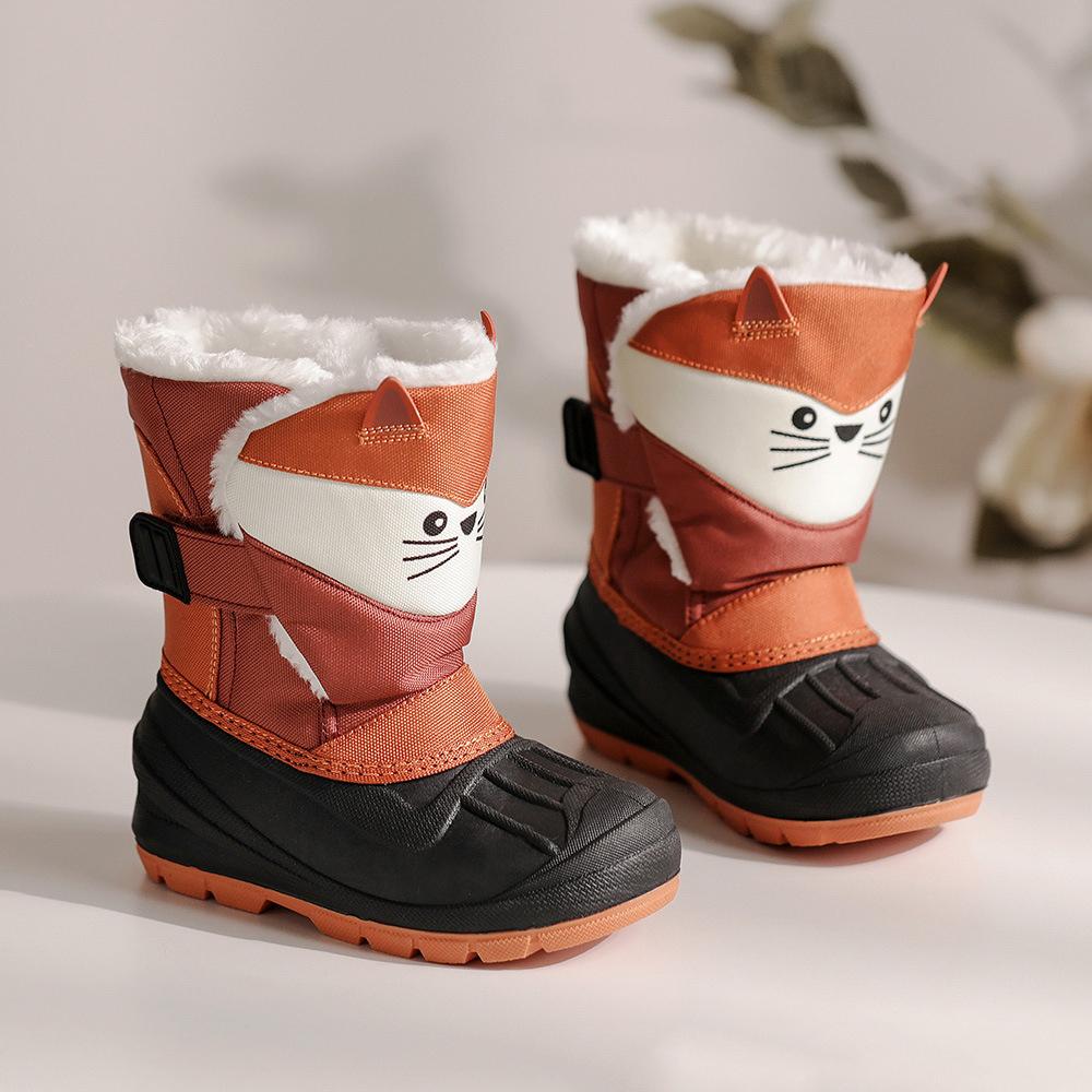 Kinder Warme Stiefel Kleinkind Verdickte Samt Wasserdichte Schuhe Kinder Rutschfeste Winter Gepolsterte Schneeschuhe Klett-Schneestiefel 25 von Joom DACH