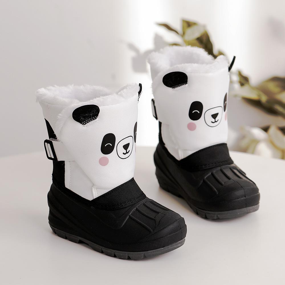 Kinder Warme Stiefel Kleinkind Verdickte Samt Wasserdichte Schuhe Kinder Rutschfeste Winter Gepolsterte Schneeschuhe Klett-Schneestiefel 30 von Joom DACH