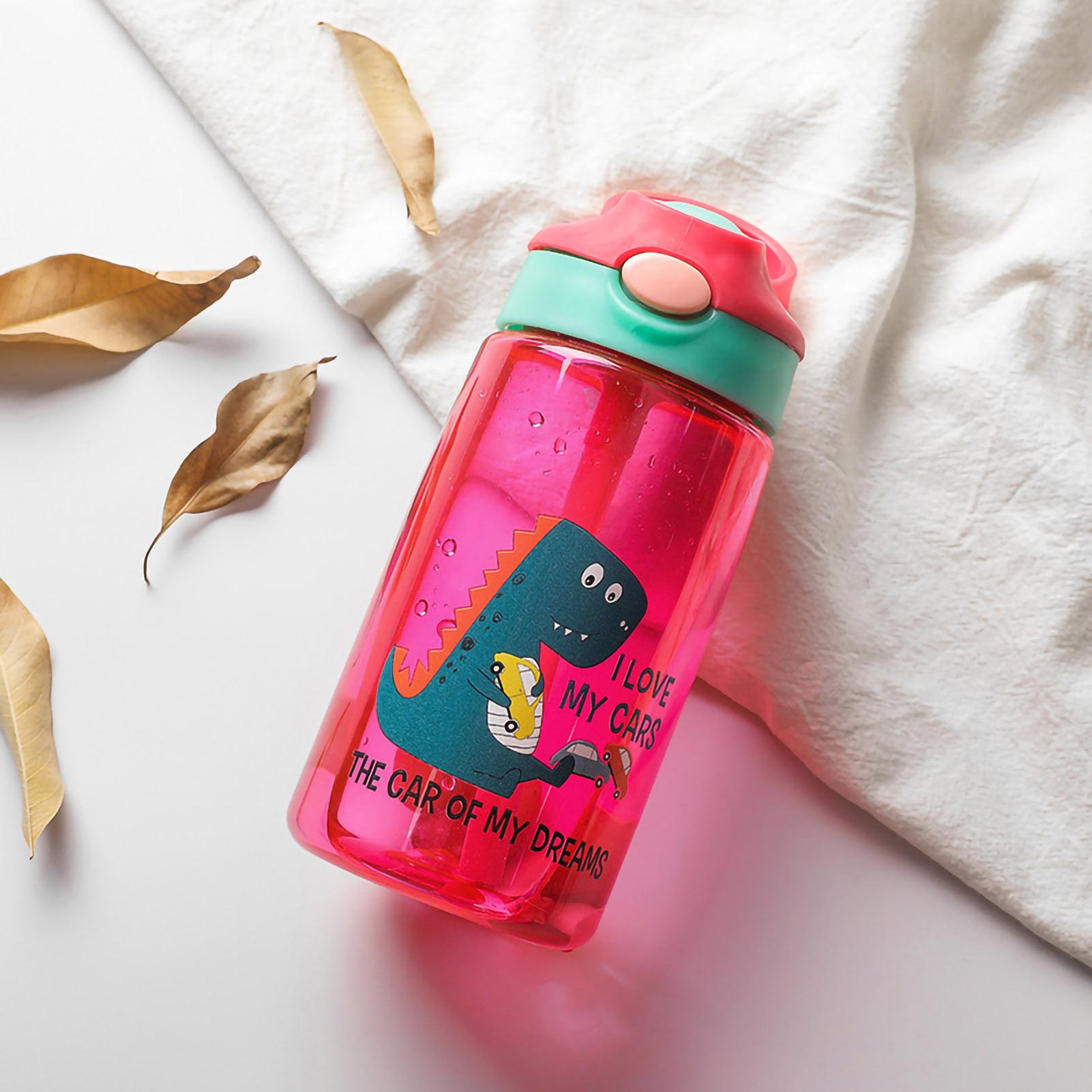 Kinder Wasserflasche mit Strohhalm Deckel süße Dinosaurier 480 ml sichere Lebensmittelqualität PP Material Kleinkind Wasser 480ML rot von Joom DACH