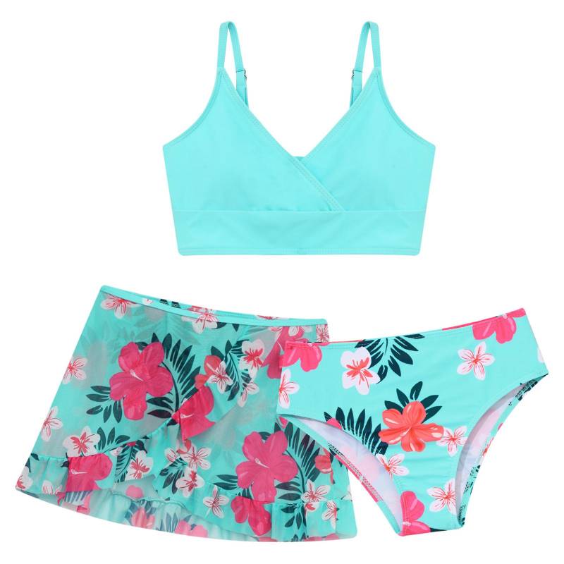 Kinder Wassersport Strand SurfenTankini Bademode Outfits Mädchen Badeanzüge 3-teilig gepolsterter Bikini Badeanzug mit Überzug 8-9 Years minze, grüne von Joom DACH