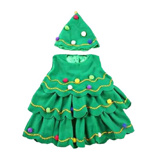 Kinder-Weihnachtsbaum-Kostüm-Set, festliches Mädchen, leicht zu reinigen, Weihnachtsmütze, Kleid für Performance, Cosplay, Geschenke 100cm grün von Joom DACH