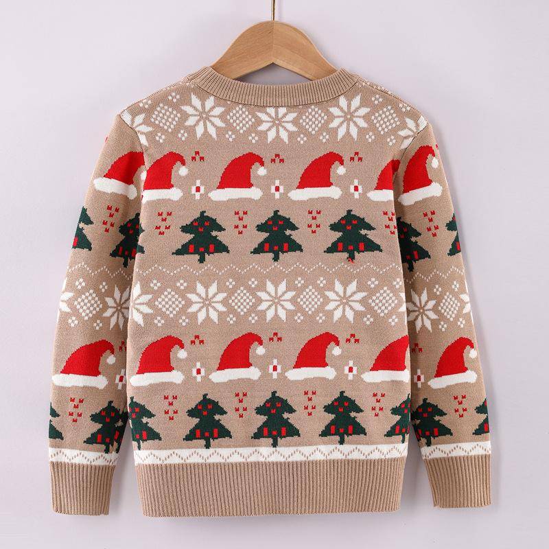 Kinder-Weihnachtspullover 2023 Herbst/Winter-Strickpullover für Jungen und Mädchen 120cm khaki von Joom DACH