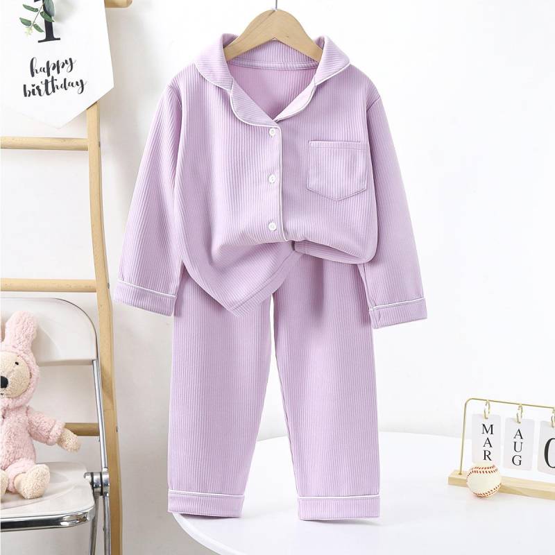 Kinder Weite Pyjama-Set Herbst und Winter Homewear für Jungen und Mädchen Langärmeliges Zweiteiler-Set 130cm von Joom DACH