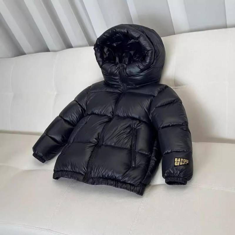 Kinder Winter Schwarz Gold Dicker Kapuzenmantel - Warme Kurze Jacke für Jungen & Mädchen 150 schwarz von Joom DACH