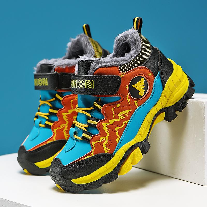 Kinder Winter Turnschuhe Jungen Mädchen Schneeschuhe Outdoor Wanderschuhe Warm Halten Schnee Eis Wandern Baumwolle Schuhe für Kinder 30 orange von Joom DACH