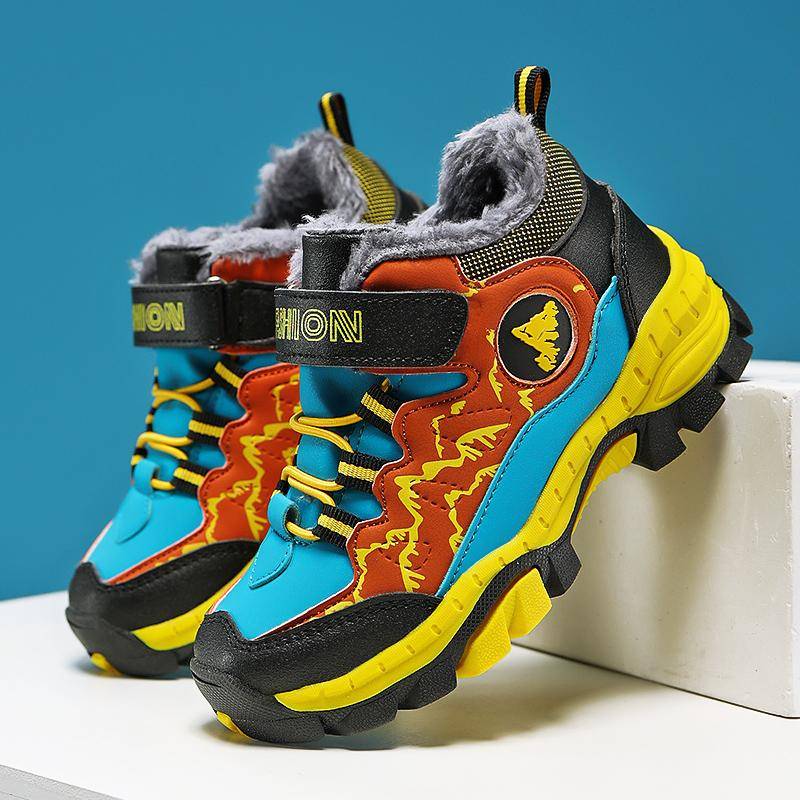 Kinder Winter Turnschuhe Jungen Mädchen Schneeschuhe Outdoor Wanderschuhe Warm Halten Schnee Eis Wandern Baumwolle Schuhe für Kinder 30 orange von Joom DACH