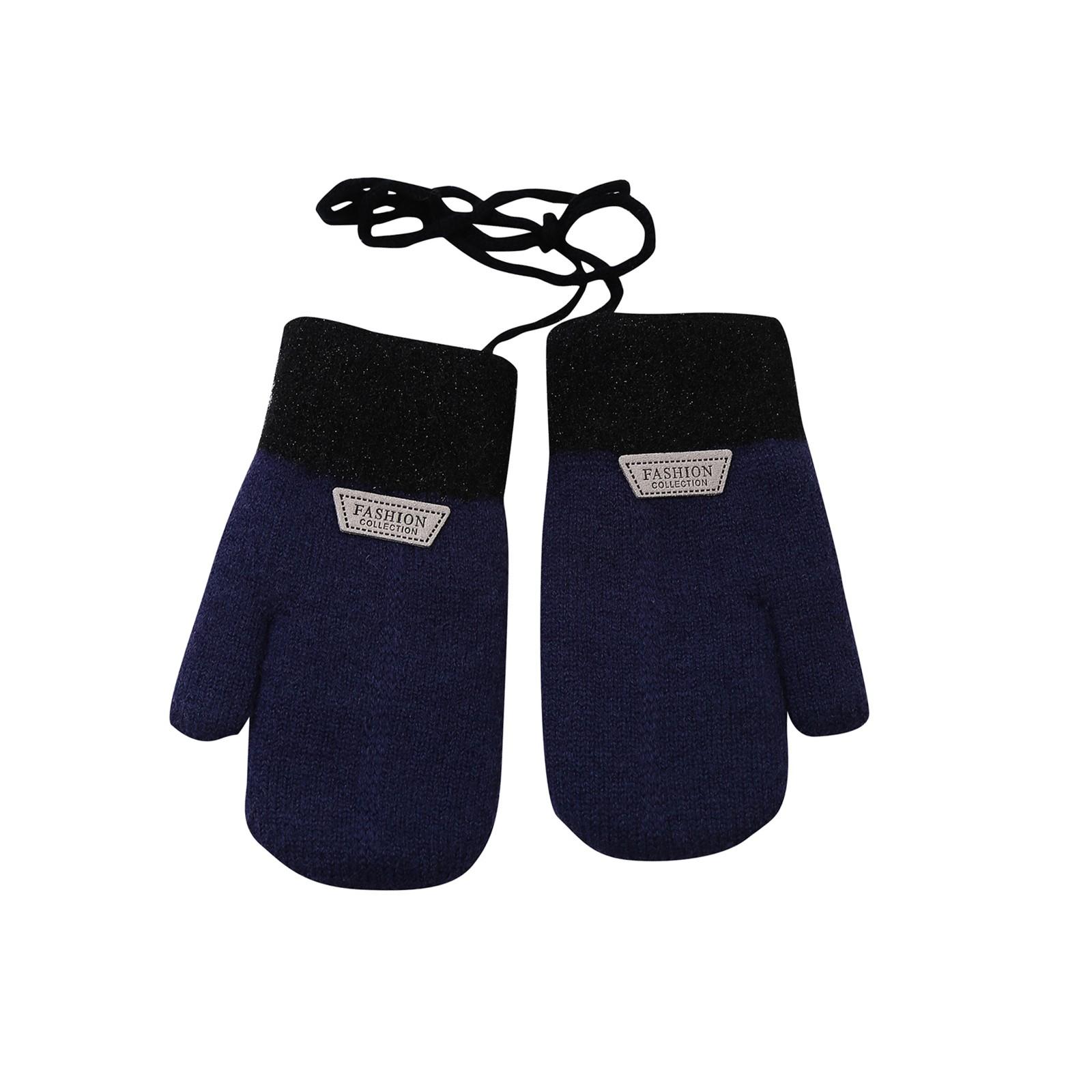 Kinder-Winterhandschuhe für Kleinkinder, Mädchen und Jungen, Touchscreen-Strickhandschuhe mit warmem Stretch für kaltes Wetter 3 dunkelblau von Joom DACH