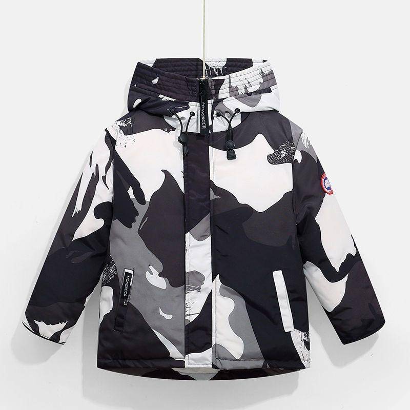 Kinder-Wintermantel, Camouflage-Graffiti-Daunenjacke, verdickter Baby-Baumwoll-gepolsterter Mantel 110cm schwarz von Joom DACH