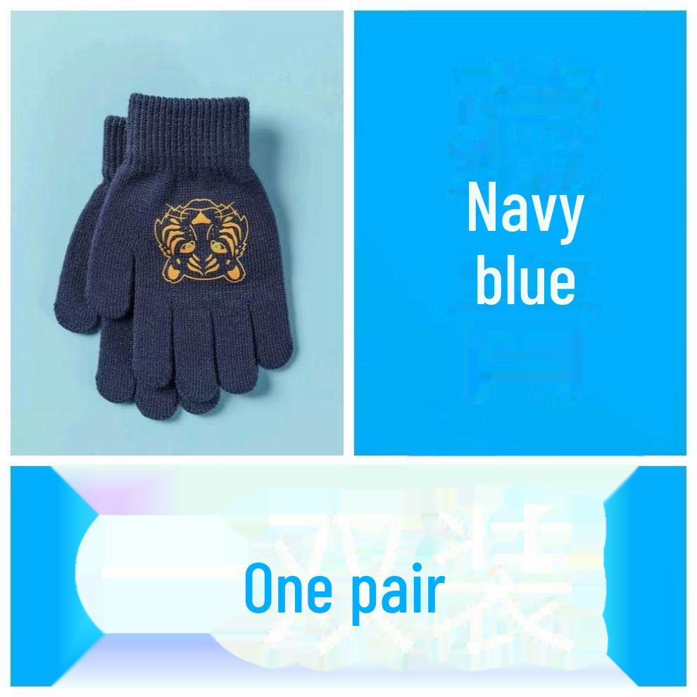 Kinder Winterwollhandschuhe mit vollen Fingern - Warm, niedliches Cartoon-Design für Jungen und Mädchen Elementary School 6-13 Years Old navy blau von Joom DACH