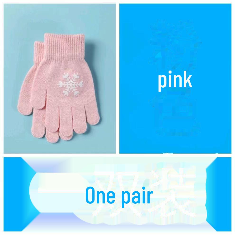Kinder Winterwollhandschuhe mit vollen Fingern - Warm, niedliches Cartoon-Design für Jungen und Mädchen Elementary School 6-13 Years Old rosa von Joom DACH