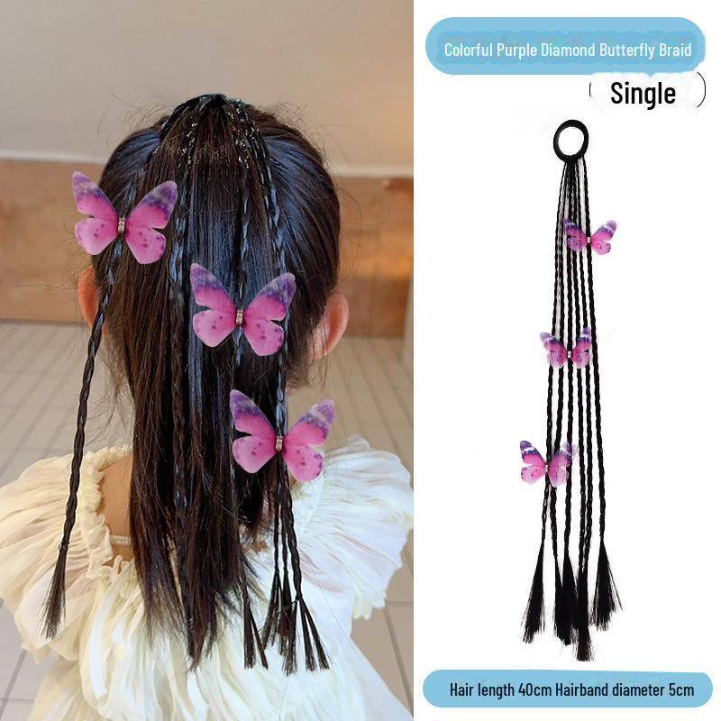 Kinder Zopfhaar-Accessoire-Set: Twist Braid Perücke, Gummibänder, Schleifen-Stirnband, Hochsteckfrisur-Ringe für kleine Mädchen von Joom DACH