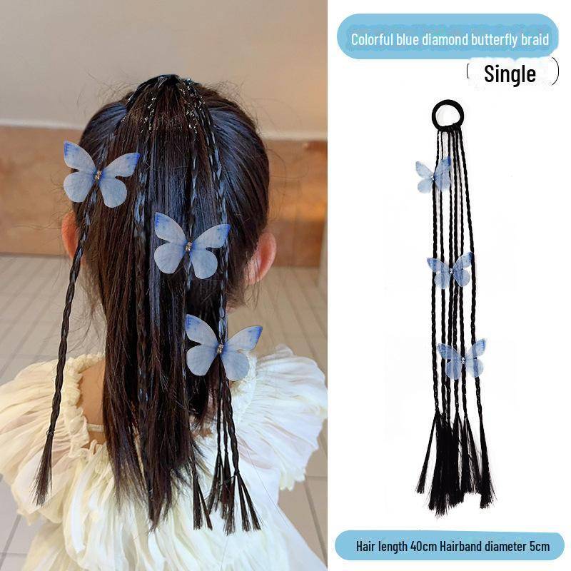 Kinder Zopfhaar-Accessoire-Set: Twist Braid Perücke, Gummibänder, Schleifen-Stirnband, Hochsteckfrisur-Ringe für kleine Mädchen von Joom DACH