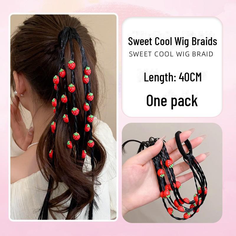 Kinder Zopfhaar-Accessoire-Set: Twist Braid Perücke, Gummibänder, Schleifen-Stirnband, Hochsteckfrisur-Ringe für kleine Mädchen von Joom DACH