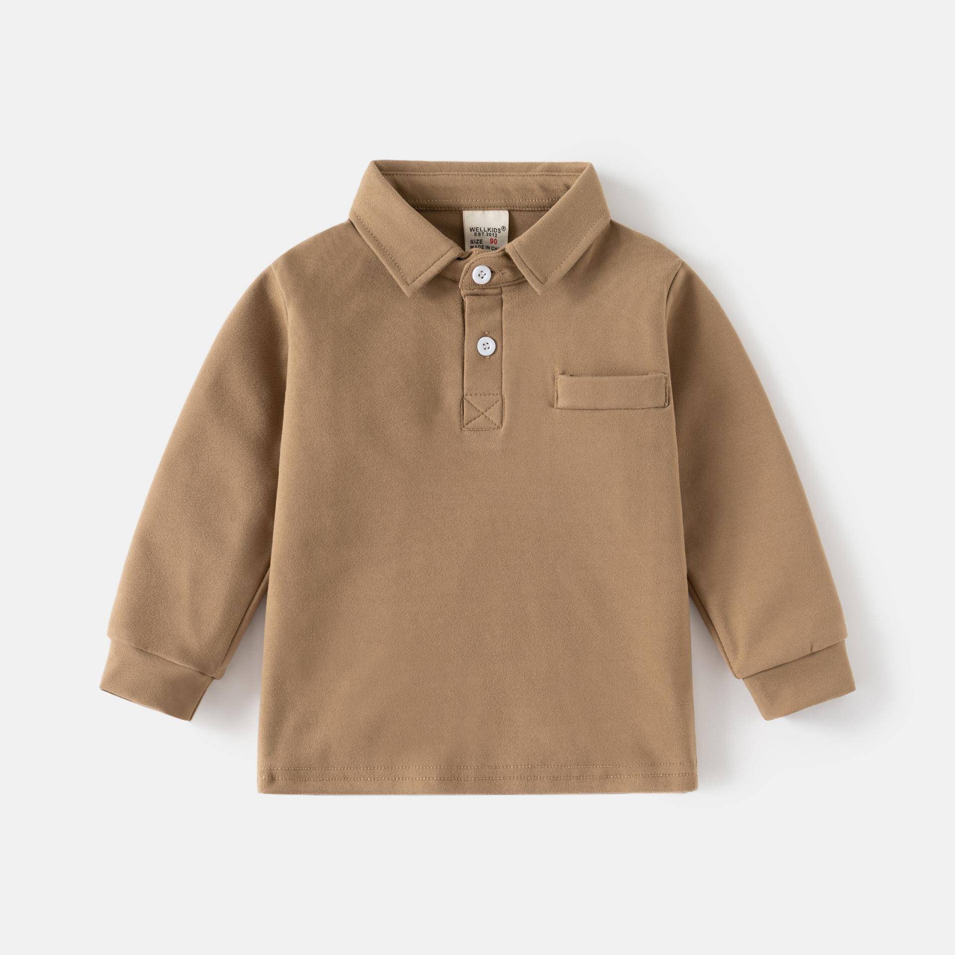 Kinder neue jungen revers verdickt lange-ärmeln T-shirt baby herbst top kinder kleidung 100cm kaffeebraun von Joom DACH