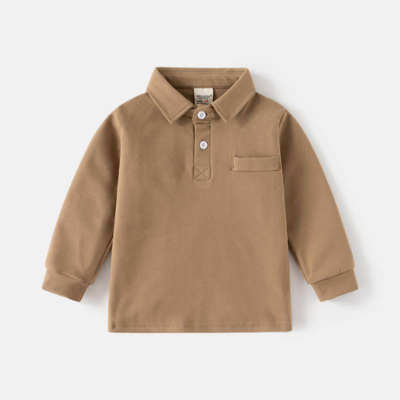 Kinder neue jungen revers verdickt lange-ärmeln T-shirt baby herbst top kinder kleidung 100cm kaffeebraun von Joom DACH