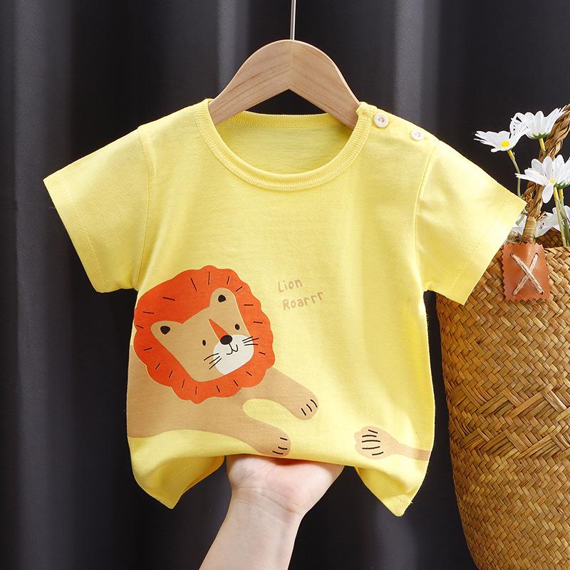 Kinder süße Baumwolle Kurzarm T-Shirt Tops Kinder Kleidung Baby Kleidung Cartoon Pullover 100cm gelb von Joom DACH