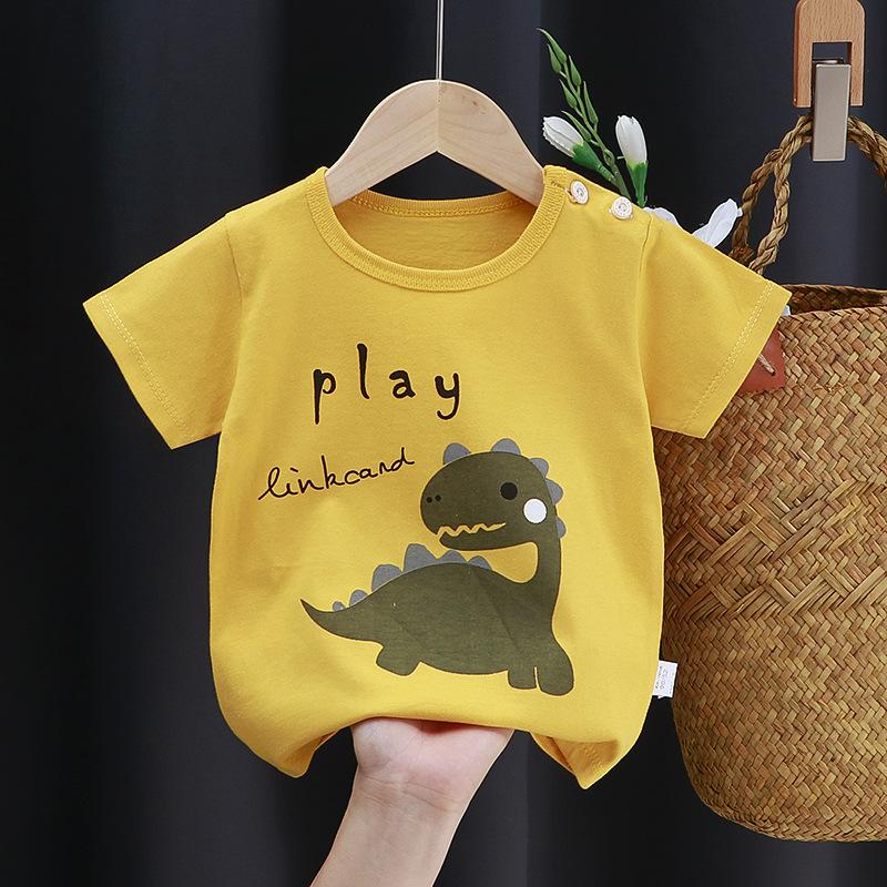 Kinder süße Baumwolle Kurzarm T-Shirt Tops Kinder Kleidung Baby Kleidung Cartoon Pullover 100cm cadmiumgelb von Joom DACH
