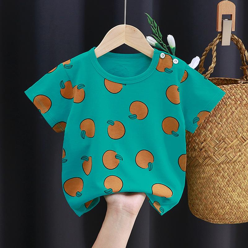 Kinder süße Baumwolle Kurzarm T-Shirt Tops Kinder Kleidung Baby Kleidung Cartoon Pullover 100cm von Joom DACH