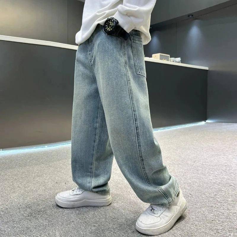 Kinderbekleidung Jungen Frühjahrskleidung Jeans Gerades Bein Hosen Jungen Hübsche Lockere Hosen 150 von Joom DACH