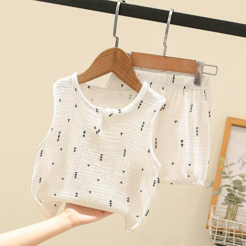 Kinderbekleidung Jungenanzug Sommer Dünne Babyweste + Shorts Ärmelloses Zweiteilerset für Kinder Atmungsaktive Kleidung für Mädchen 130 weiß von Joom DACH