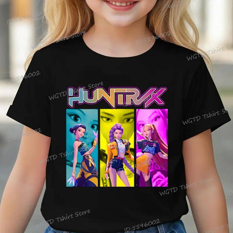 Kinderbekleidung KPop Dämonenjäger Fans Geschenke Kinder T-Shirt Mode Lässige Oberteile 2025 Heißer Film Weiche Baumwolle Baby Mädchen T-Shirt 120 von Joom DACH