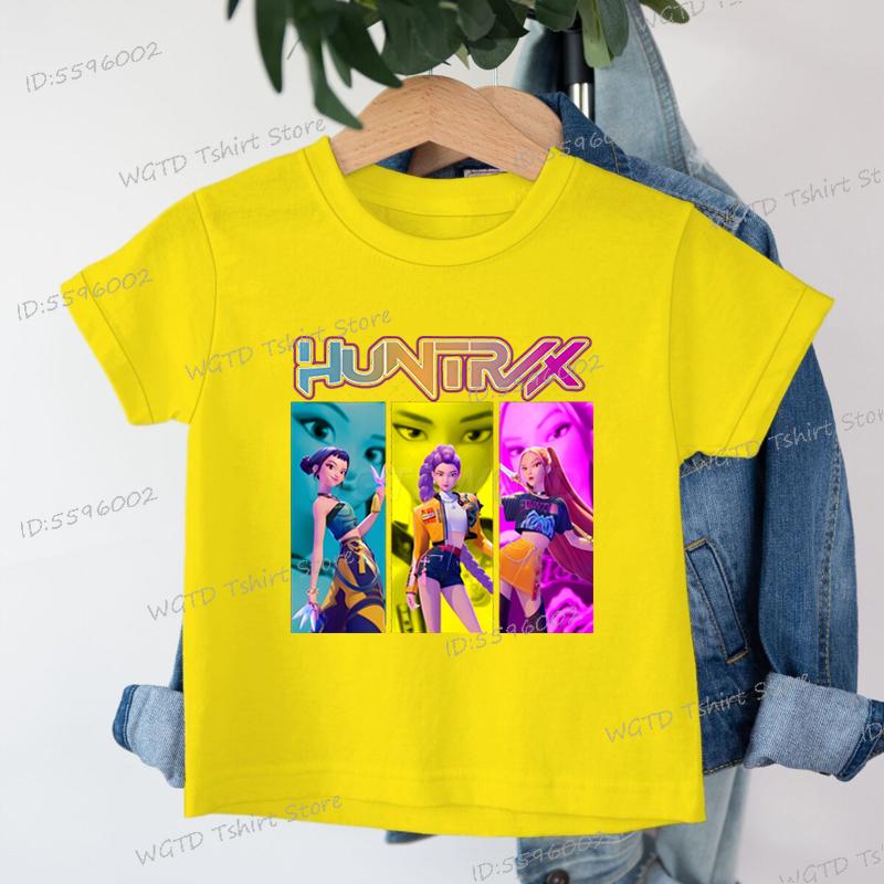 Kinderbekleidung KPop Dämonenjäger Fans Geschenke Kinder T-Shirt Mode Lässige Oberteile 2025 Heißer Film Weiche Baumwolle Baby Mädchen T-Shirt 130 von Joom DACH