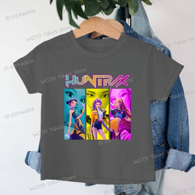 Kinderbekleidung KPop Dämonenjäger Fans Geschenke Kinder T-Shirt Mode Lässige Oberteile 2025 Heißer Film Weiche Baumwolle Baby Mädchen T-Shirt 130 von Joom DACH