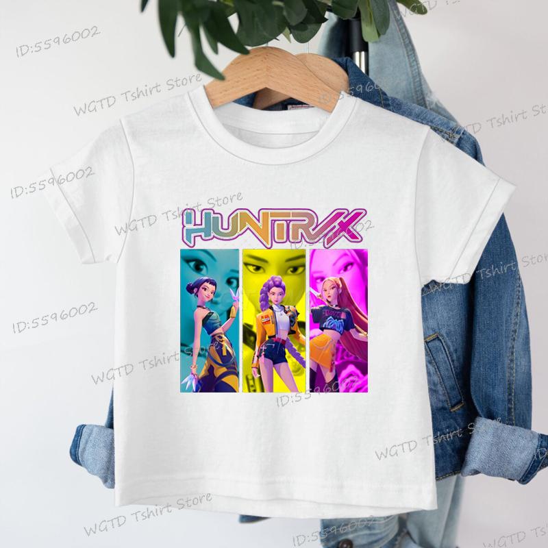 Kinderbekleidung KPop Dämonenjäger Fans Geschenke Kinder T-Shirt Mode Lässige Oberteile 2025 Heißer Film Weiche Baumwolle Baby Mädchen T-Shirt 140 von Joom DACH